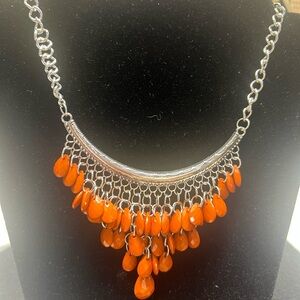 Elegant Silver and Orange Necklace
